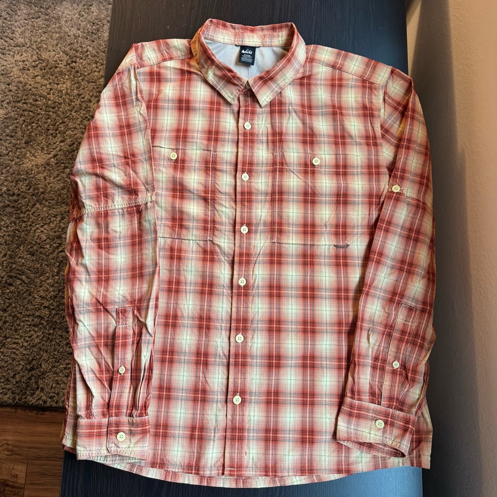 REI Plaid Fishing Shirt W/ Roll-Up Sleeves